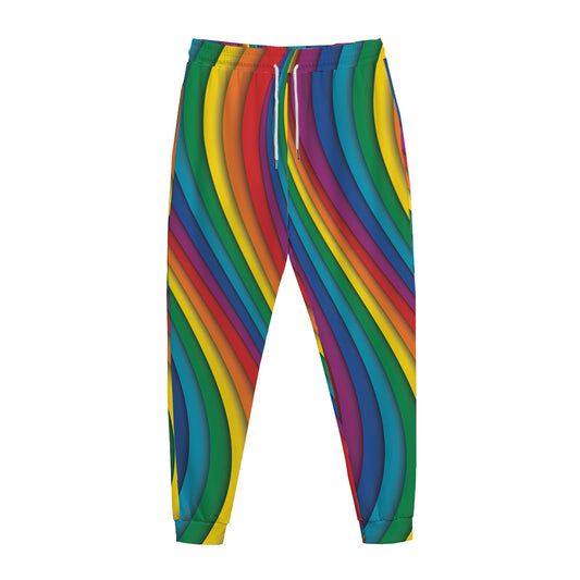 Curved Rainbow Pattern Print Jogger Pants