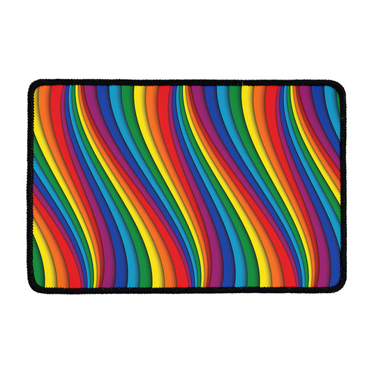 Curved Rainbow Pattern Print Kitchen Mat