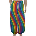 Curved Rainbow Pattern Print Lantern Pants