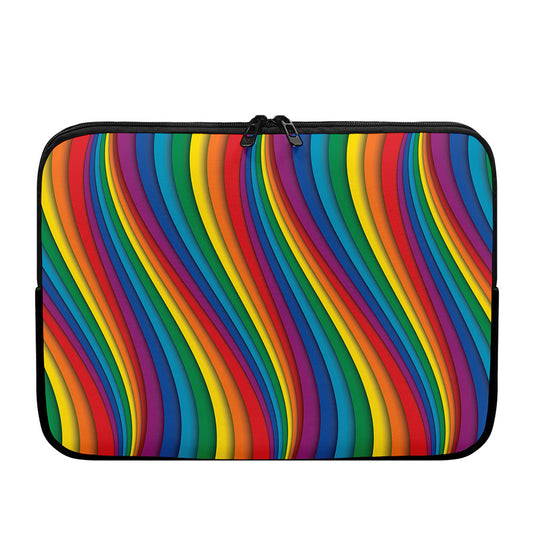 Curved Rainbow Pattern Print Laptop Sleeve