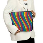 Curved Rainbow Pattern Print Laptop Sleeve