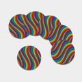 Curved Rainbow Pattern Print Leather Coaster Set