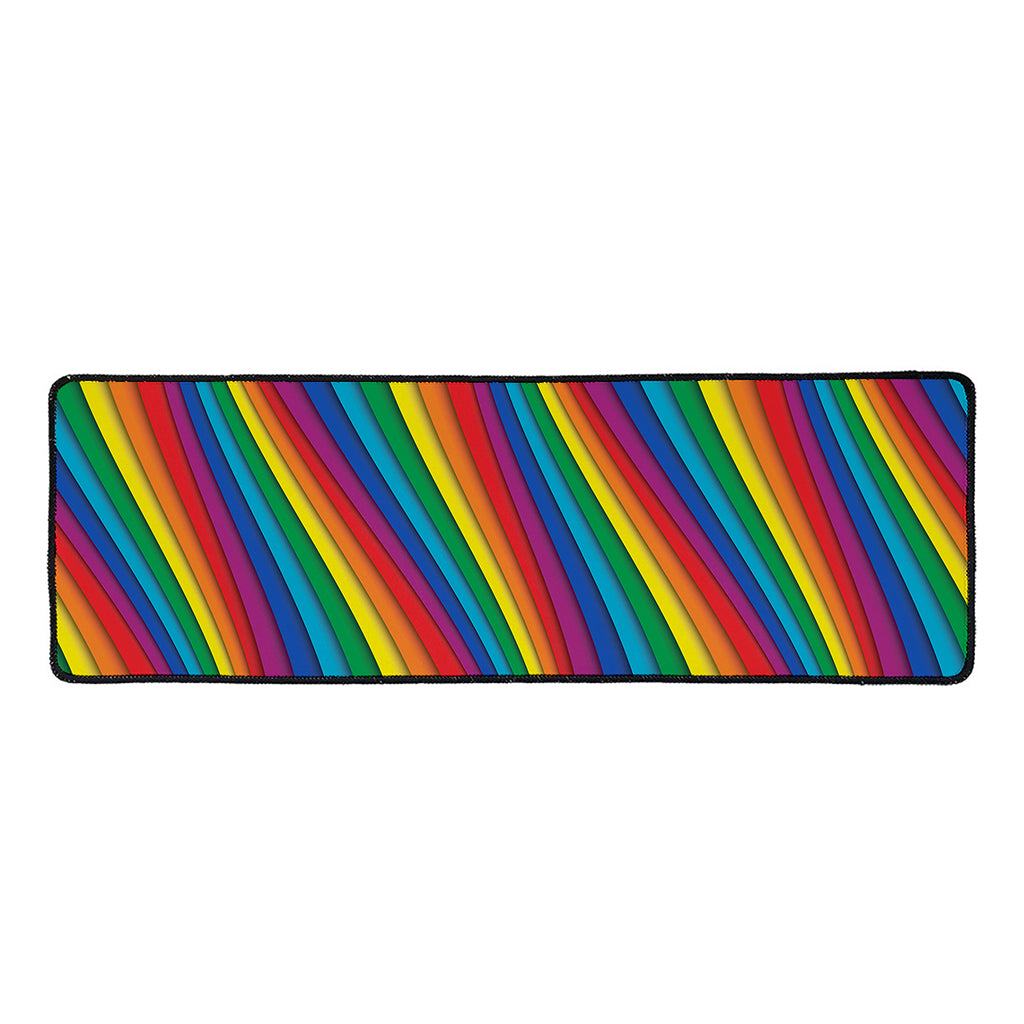 Curved Rainbow Pattern Print Long Kitchen Mat
