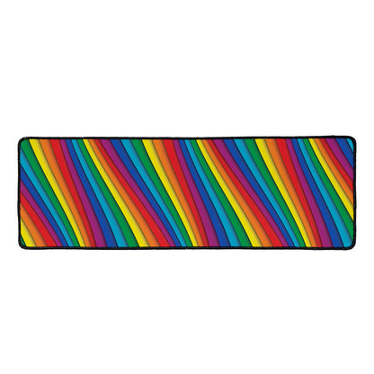 Curved Rainbow Pattern Print Long Kitchen Mat