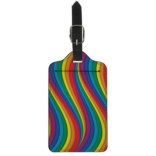 Curved Rainbow Pattern Print Luggage Tag