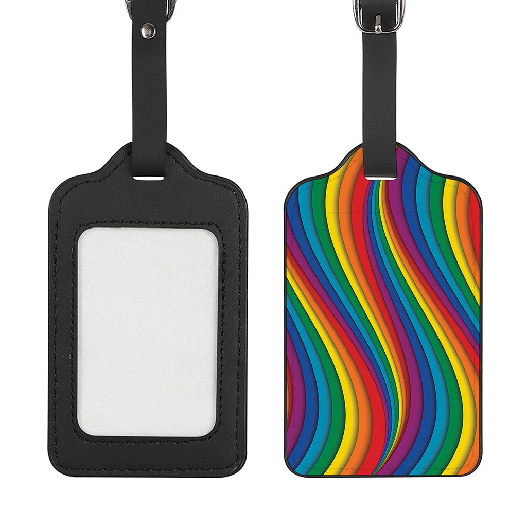 Curved Rainbow Pattern Print Luggage Tag