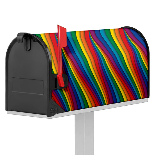Curved Rainbow Pattern Print Mailbox Cover