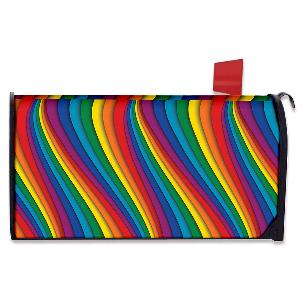 Curved Rainbow Pattern Print Mailbox Cover