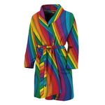 Curved Rainbow Pattern Print Men's Bathrobe