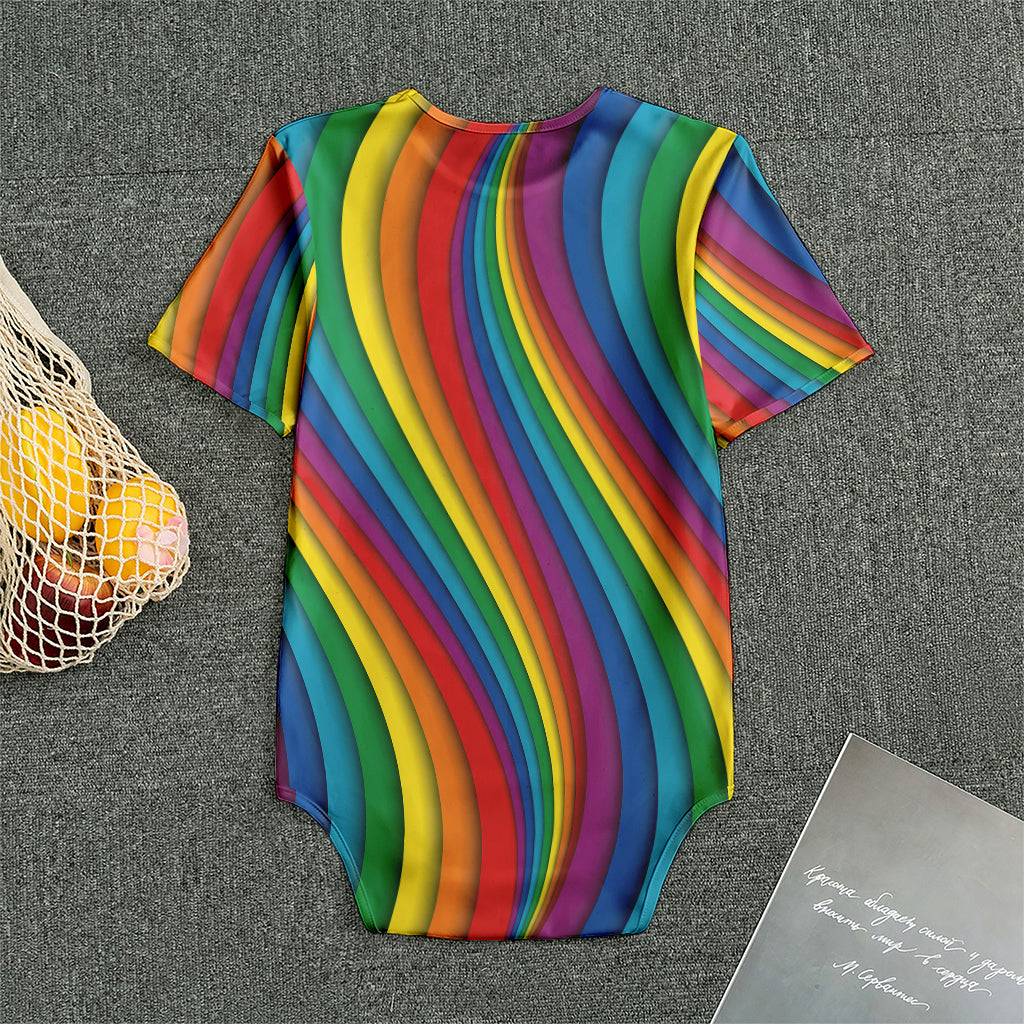 Curved Rainbow Pattern Print Men's Bodysuit