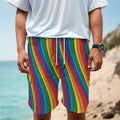 Curved Rainbow Pattern Print Men's Cargo Shorts