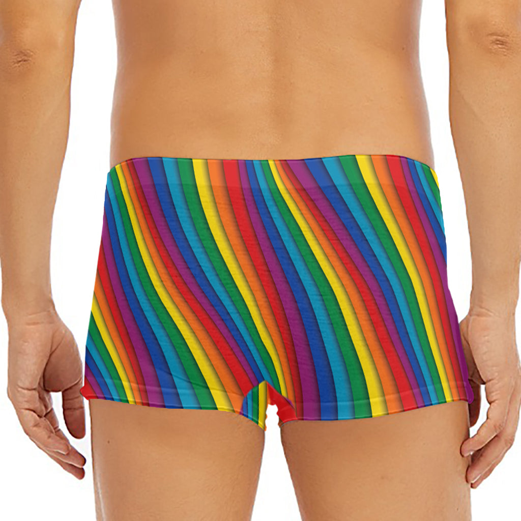 Curved Rainbow Pattern Print Men's Short Boxer Briefs
