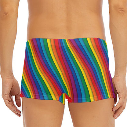 Curved Rainbow Pattern Print Men's Short Boxer Briefs
