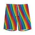 Curved Rainbow Pattern Print Men's Athletic Shorts