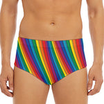 Curved Rainbow Pattern Print Men's Triangle Swim Briefs