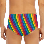 Curved Rainbow Pattern Print Men's Triangle Swim Briefs