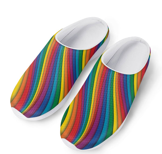 Curved Rainbow Pattern Print Mesh Casual Shoes