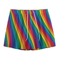 Curved Rainbow Pattern Print Mesh Shorts