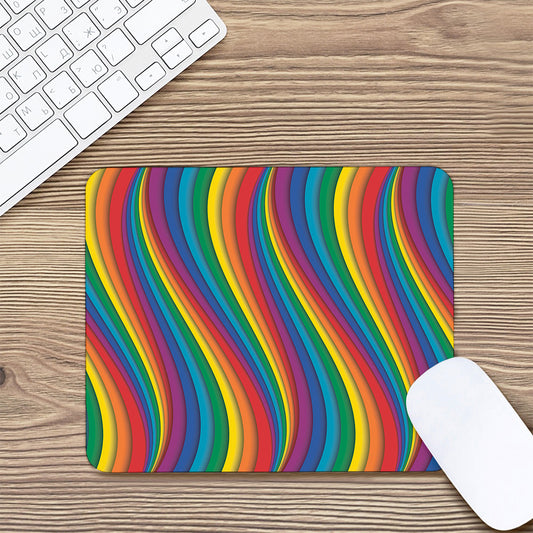 Curved Rainbow Pattern Print Mouse Pad
