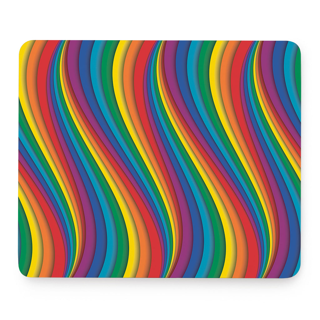 Curved Rainbow Pattern Print Mouse Pad