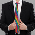 Curved Rainbow Pattern Print Necktie