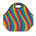 Curved Rainbow Pattern Print Neoprene Lunch Bag