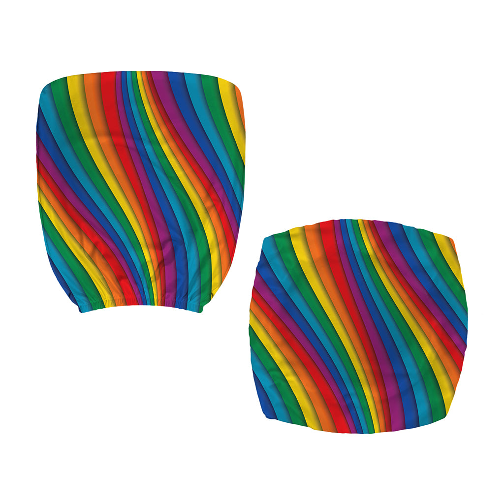 Curved Rainbow Pattern Print Office Chair Cover