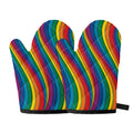 Curved Rainbow Pattern Print Oven Mitts