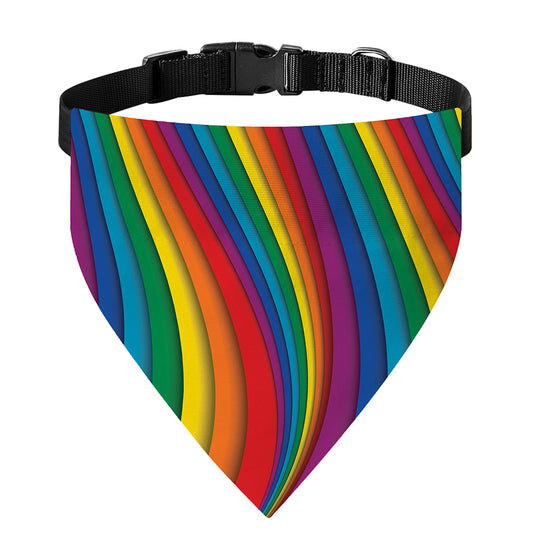 Curved Rainbow Pattern Print Over The Collar Dog Bandana