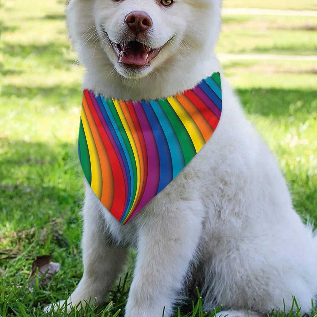 Curved Rainbow Pattern Print Over The Collar Dog Bandana