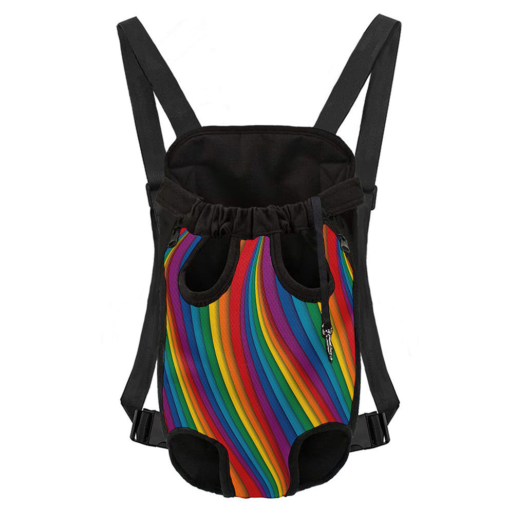 Curved Rainbow Pattern Print Pet Carrier Backpack