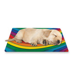 Curved Rainbow Pattern Print Pet Cooling Mat Cover