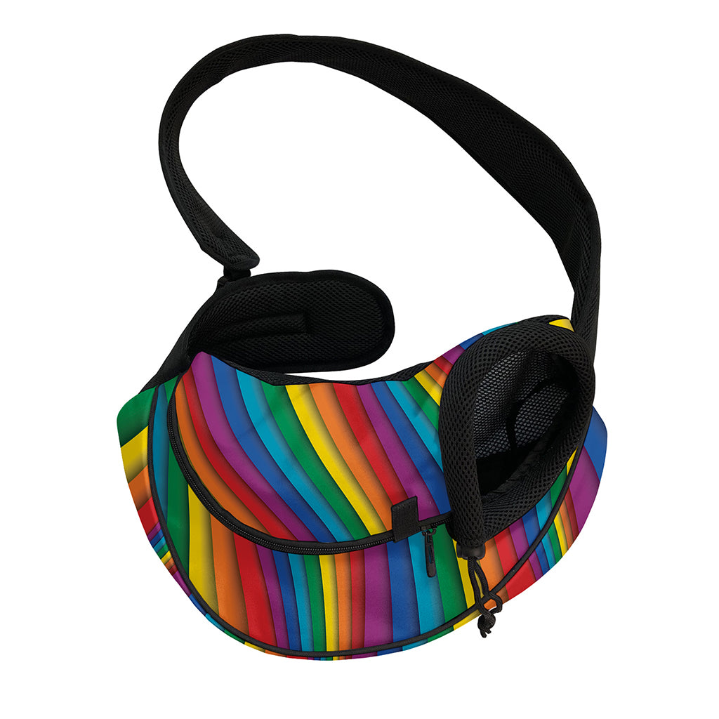 Curved Rainbow Pattern Print Pet Sling Carrier