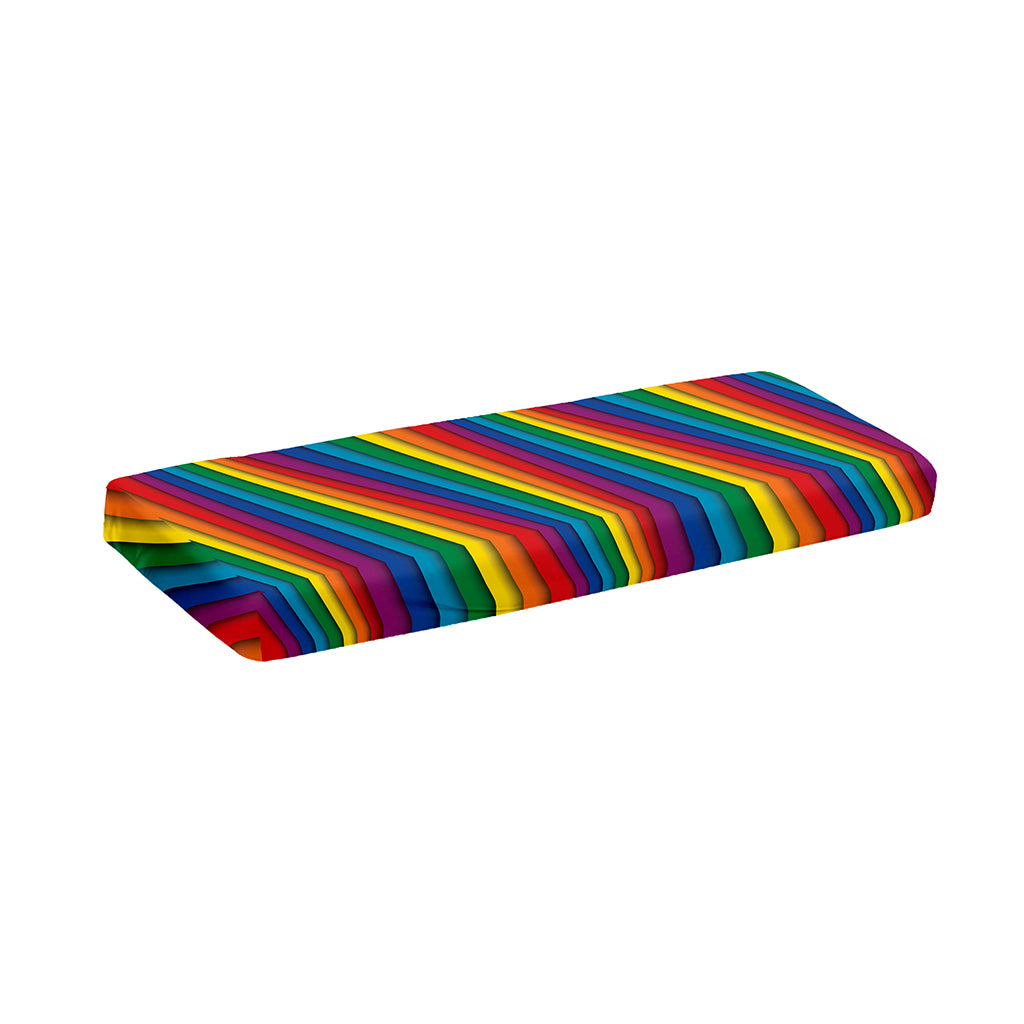 Curved Rainbow Pattern Print Piano Keyboard Cover