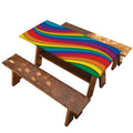 Curved Rainbow Pattern Print Picnic Table Cover