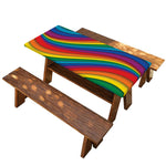 Curved Rainbow Pattern Print Picnic Table Cover
