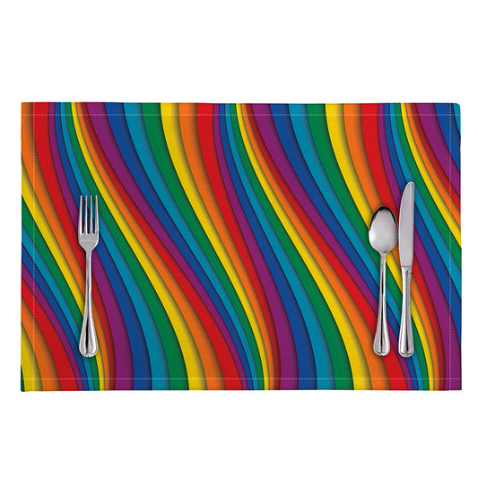 Curved Rainbow Pattern Print Placemat