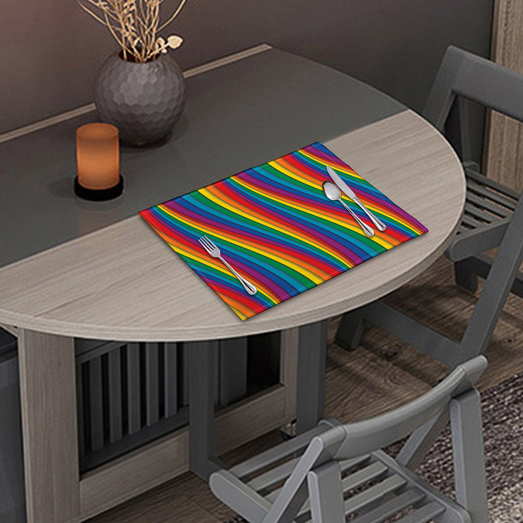 Curved Rainbow Pattern Print Placemat