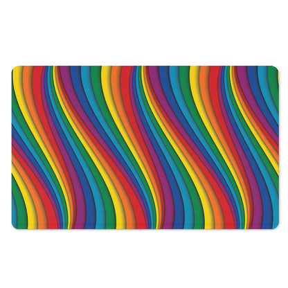 Curved Rainbow Pattern Print Polyester Doormat