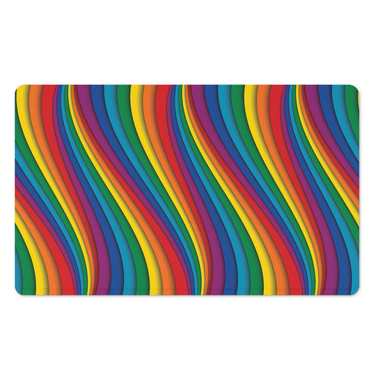 Curved Rainbow Pattern Print Polyester Doormat