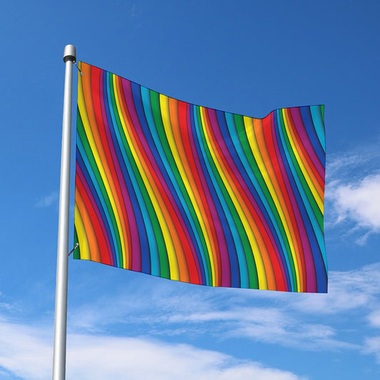 Curved Rainbow Pattern Print Polyester Flag
