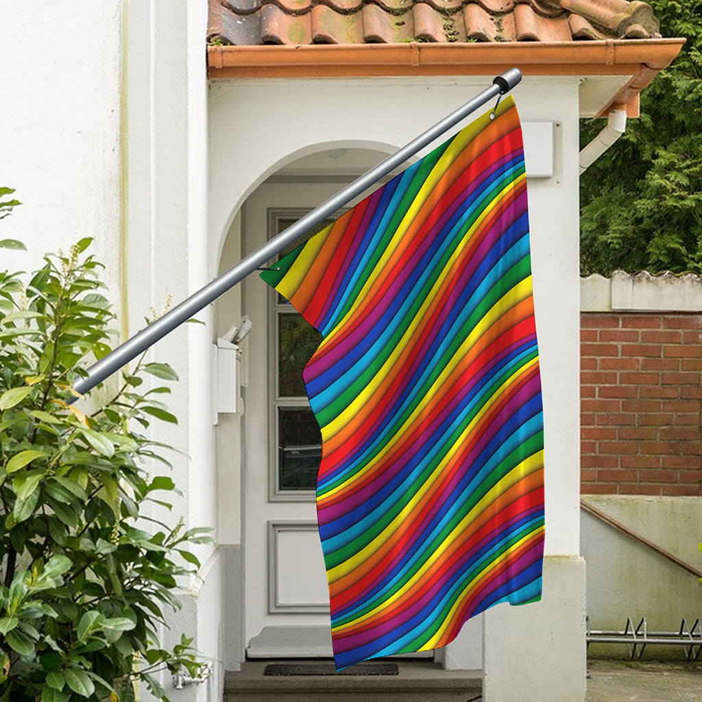 Curved Rainbow Pattern Print Polyester Flag