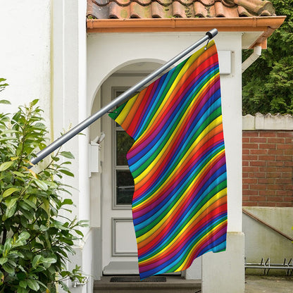 Curved Rainbow Pattern Print Polyester Flag