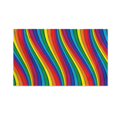 Curved Rainbow Pattern Print Polyester Flag