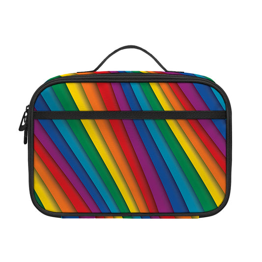Curved Rainbow Pattern Print Portable Lunch Bag