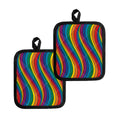 Curved Rainbow Pattern Print Pot Holders