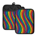 Curved Rainbow Pattern Print Pot Holders With Pocket