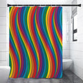 Curved Rainbow Pattern Print Premium Shower Curtain