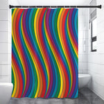 Curved Rainbow Pattern Print Premium Shower Curtain