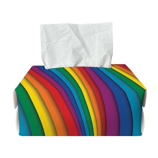 Curved Rainbow Pattern Print Rectangle Tissue Box Cover